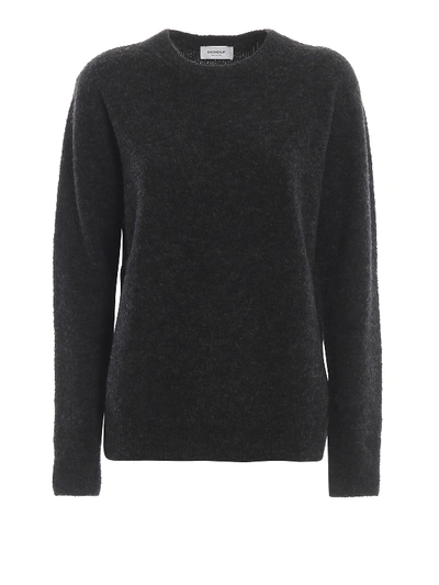 Shop Dondup Slate Dark Grey Boucle Wool Blend Sweater