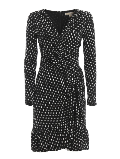 Shop Michael Kors Polka Dot Print Dress In Black