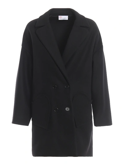 Shop Red Valentino Black Wool And Cashmere Oversize Coat