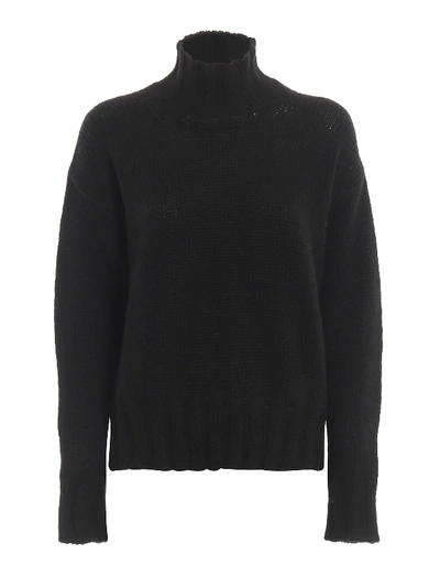 Shop Dondup Alpaca Blend Boxy Turtle Neck Sweater In Black