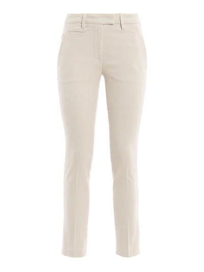 Shop Dondup Perfect Ivory Cotton Drill Trousers In White