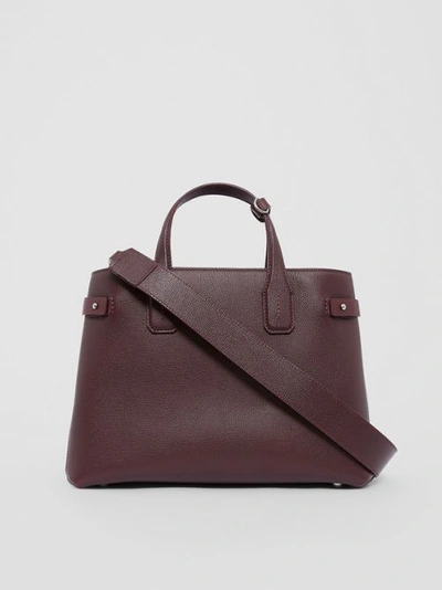 Shop Burberry The Medium Banner In Leather And Vintage Check In Mahogany Red