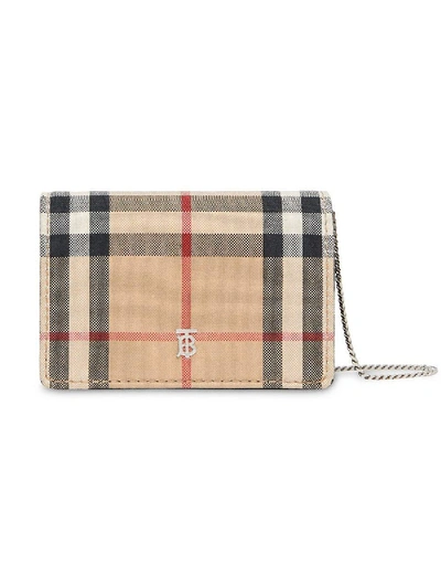 Shop Burberry Vintage Check Card Case With Detachable Strap In Neutral