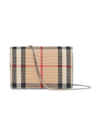 Shop Burberry Vintage Check Card Case With Detachable Strap In Neutral