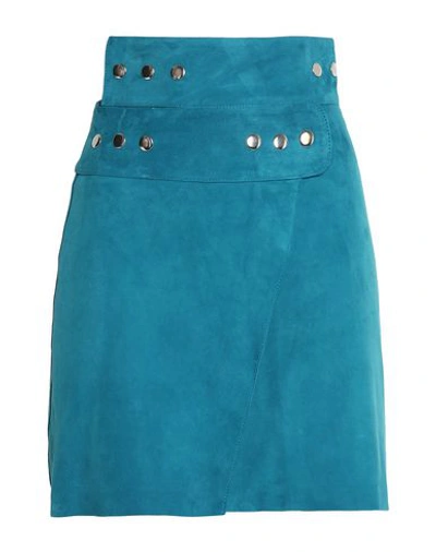 Shop Maje Mini Skirts In Turquoise