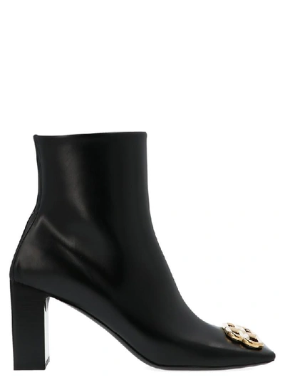 Shop Balenciaga Bb Double Square Ankle Boots In Black