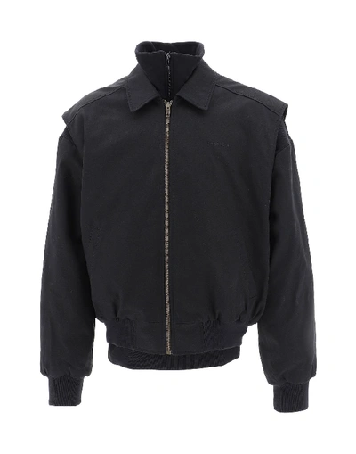 Shop Balenciaga Twinset Blouson Sweater Jacket In Black