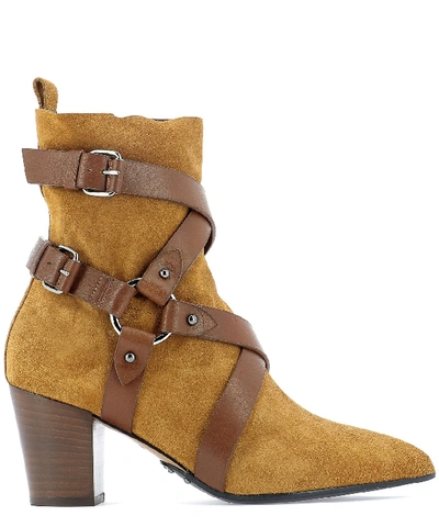 Shop Balmain Buckled Ankle Boots In Brown