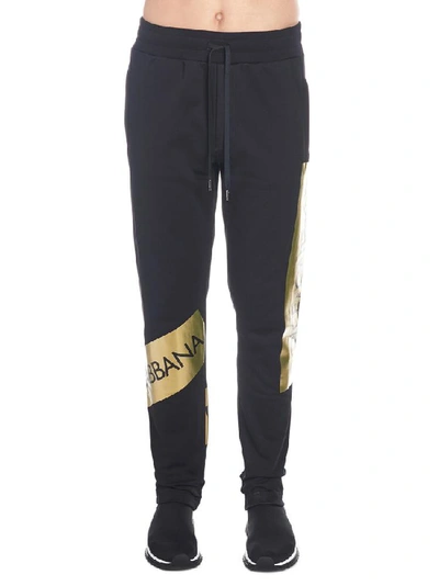 Shop Dolce & Gabbana Logo Tape Tapered Track Pants In Black
