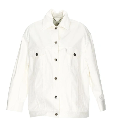 Shop Fendi Sequin Embroidered Logo Jacket In White