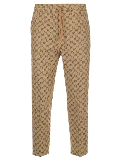 Shop Gucci Gg Canvas Jogging Pants In Beige