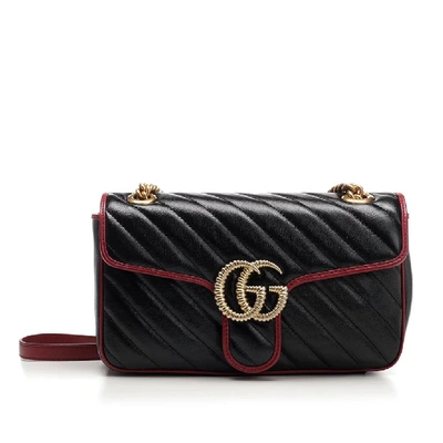 Shop Gucci Gg Marmont Small Shoulder Bag In Black