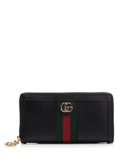 Shop Gucci Ophidia Gg Zipped Wallet In Black