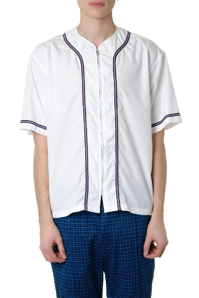 Shop Marni Zipped Contrast Detail Shirt In White