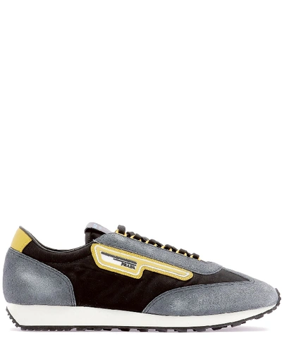Shop Prada Mln 70 Logo Lace Up Sneakers In Blue