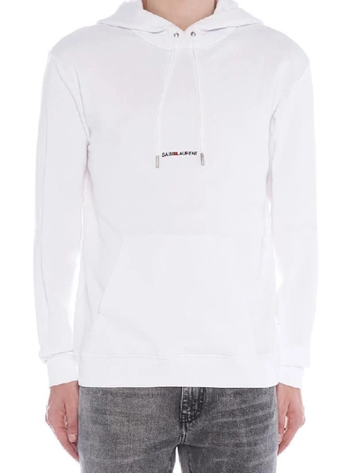 Shop Saint Laurent Logo Hoodie In White