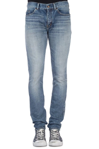 Shop Saint Laurent Low Rise Skinny Jeans In Blue