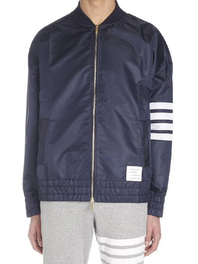 Shop Thom Browne 4 Bar Stripe Bomber Jacket In Navy