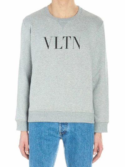 Shop Valentino Vltn Logo Crewneck Sweatshirt In Grey