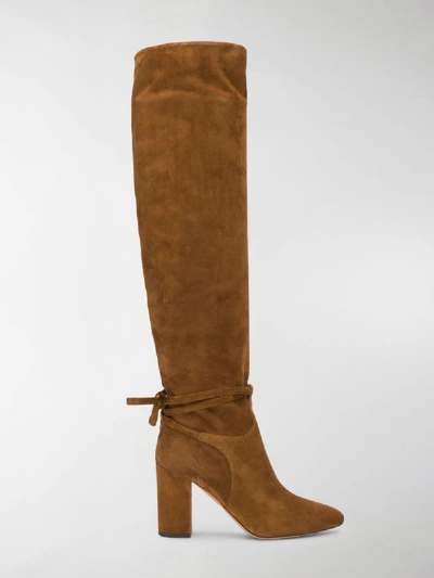Shop Aquazzura Knee High Boots In Brown