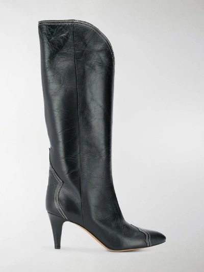 Shop Isabel Marant Lestan Knee-high Boots In Black