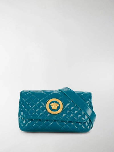 Shop Versace Quilted Medusa Head Belt Bag In Blue