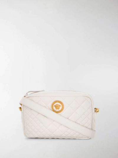 Shop Versace Medusa Quilted Shoulder Bag In White