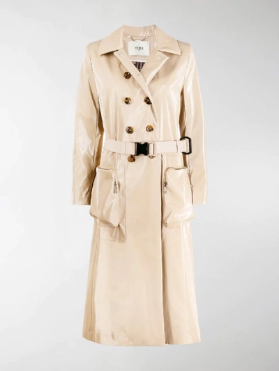 Shop Fendi Belted Trench Coat In Neutrals