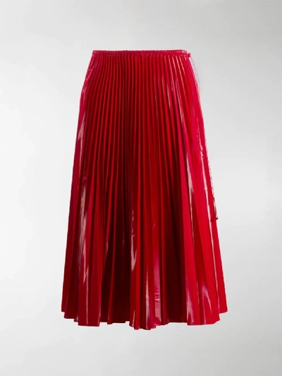 Shop Fendi Pleated Midi Skirt In Red