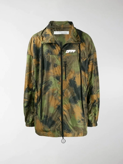 Shop Off-white Unfinished Camouflage Windbreaker In Green