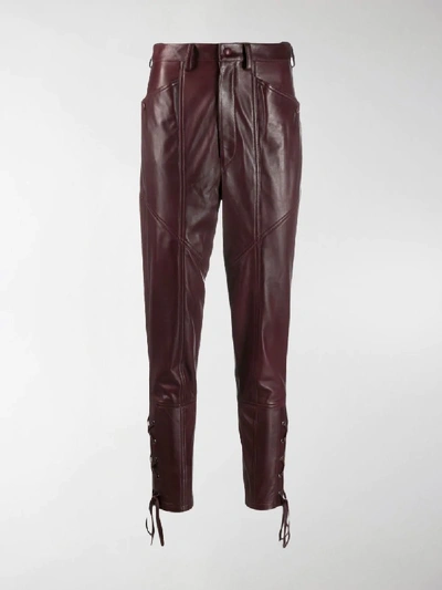 Shop Isabel Marant Leather Biker Trousers In Red