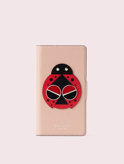 Shop Kate Spade Spademals Lucky Ladybug Iphone Xr Folio Case In Flapper Pink