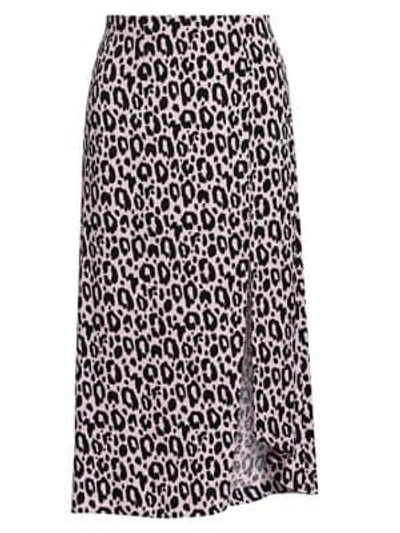 Shop Maje Jipanta Leopard Print Midi Skirt In Pink