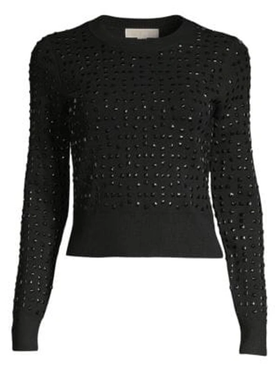 Shop Michael Michael Kors Studded Crop Jumper In Black