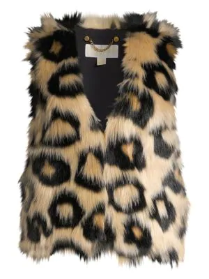 michael kors black faux fur vest