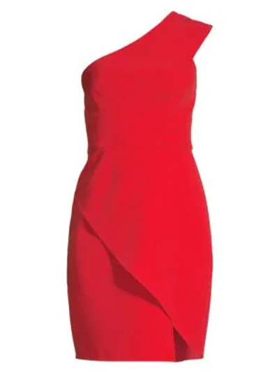 Shop Bcbgmaxazria One-shoulder Asymmetrical Cocktail Dress In Jewel Red