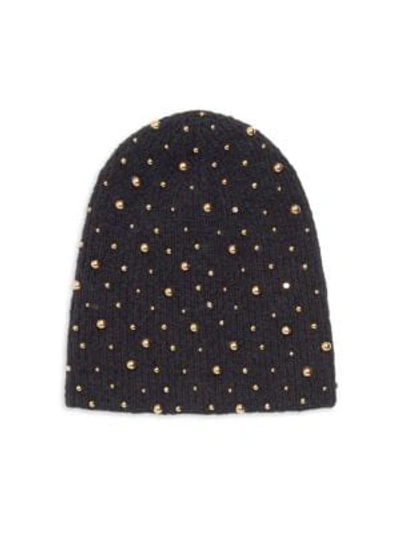 Shop Jennifer Behr Studded Mohair Beanie In Black