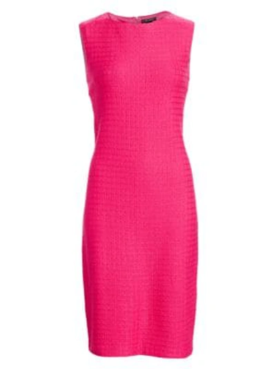 Shop St. John Box Texture Knit Sheath Dress In Hot Pink