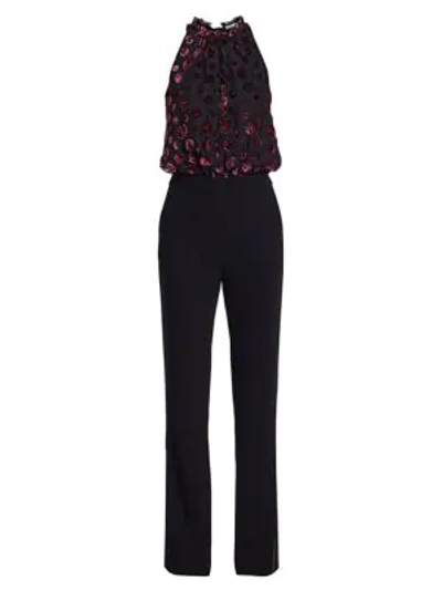 Shop Ramy Brook Leona Floral Burnout Jumpsuit In Mahogany Black