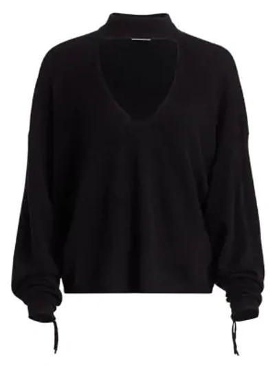 Shop Ramy Brook Kaleb Oversized Wool & Cashmere Choker-neck Sweater In Black