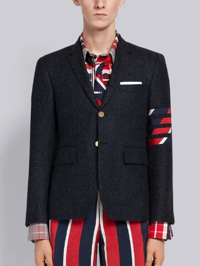 Shop Thom Browne Navy Tweed 4-bar Classic Sport Coat In Blue