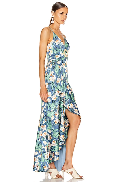 Shop Patbo Floral Belted Maxi Dress In Blue