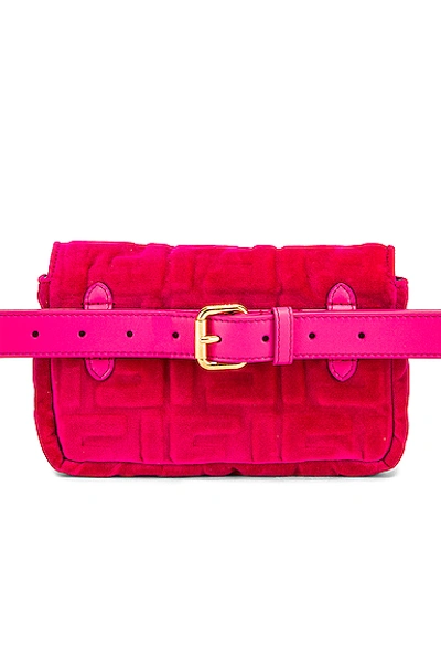 Shop Fendi Ff Velvet Hip Belt Bag In Fuchsia