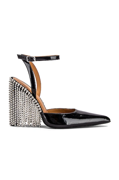 Shop Area Crystal Fringe Patent High Heel In Black