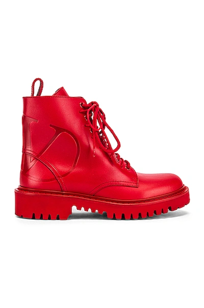 Shop Valentino V Logo Boots In Red