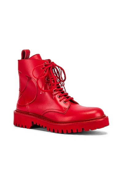 Shop Valentino V Logo Boots In Red