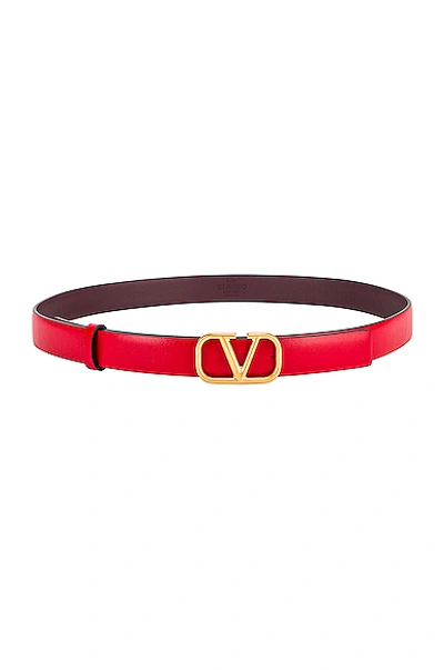 Shop Valentino V Logo Buckle Belt In Red