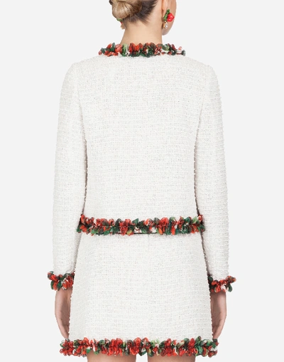 Shop Dolce & Gabbana Bouclé Jacket With Decorative Buttons In White