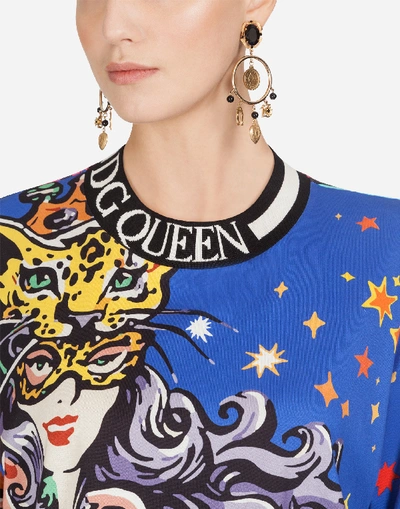 Shop Dolce & Gabbana Jersey Maxi T-shirt With Super Heroine Print In Multi-colored