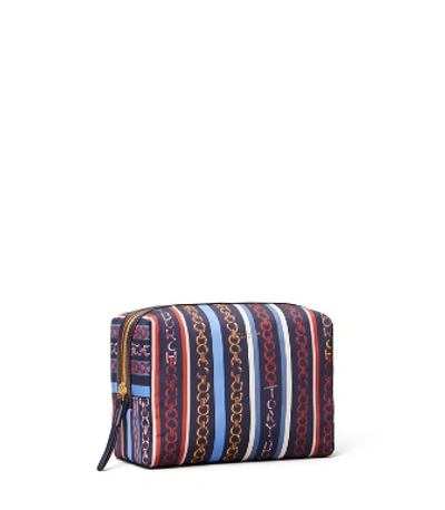 Shop Tory Burch Perry Nylon Printed Large Cosmetic Case In Gemini Multi Stripe